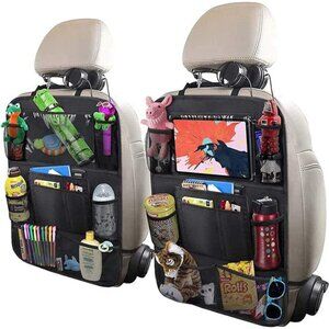 Car Backseat Organizer with 10" Table Holder, 9 Storage Pockets Seat Back